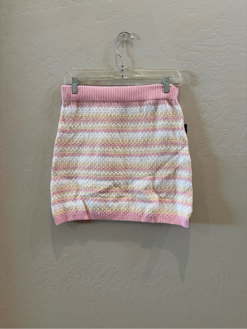 wild fable Pink and Cream Striped Knit Mini Skirt #P015